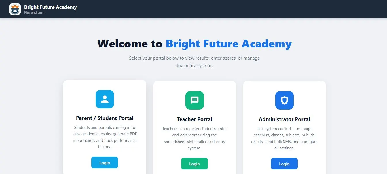 SRMS school landing page